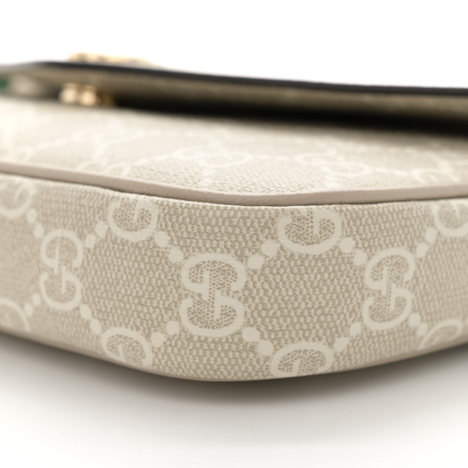 Gucci GG Supreme Monogram Textured Dollar Calfskin Web Mini Ophidia Envelope Shoulder Bag Beige Mystic White Oatmeal 10 of 13