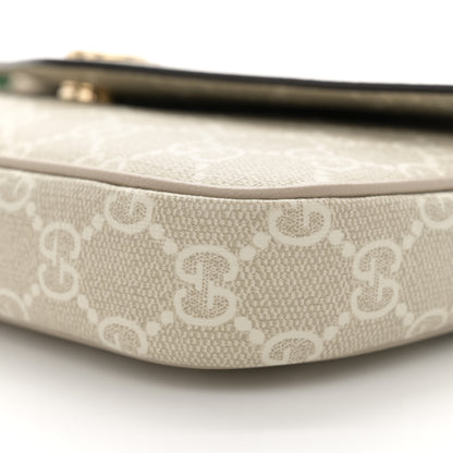 Gucci GG Supreme Monogram Textured Dollar Calfskin Web Mini Ophidia Envelope Shoulder Bag Beige Mystic White Oatmeal 10 of 13