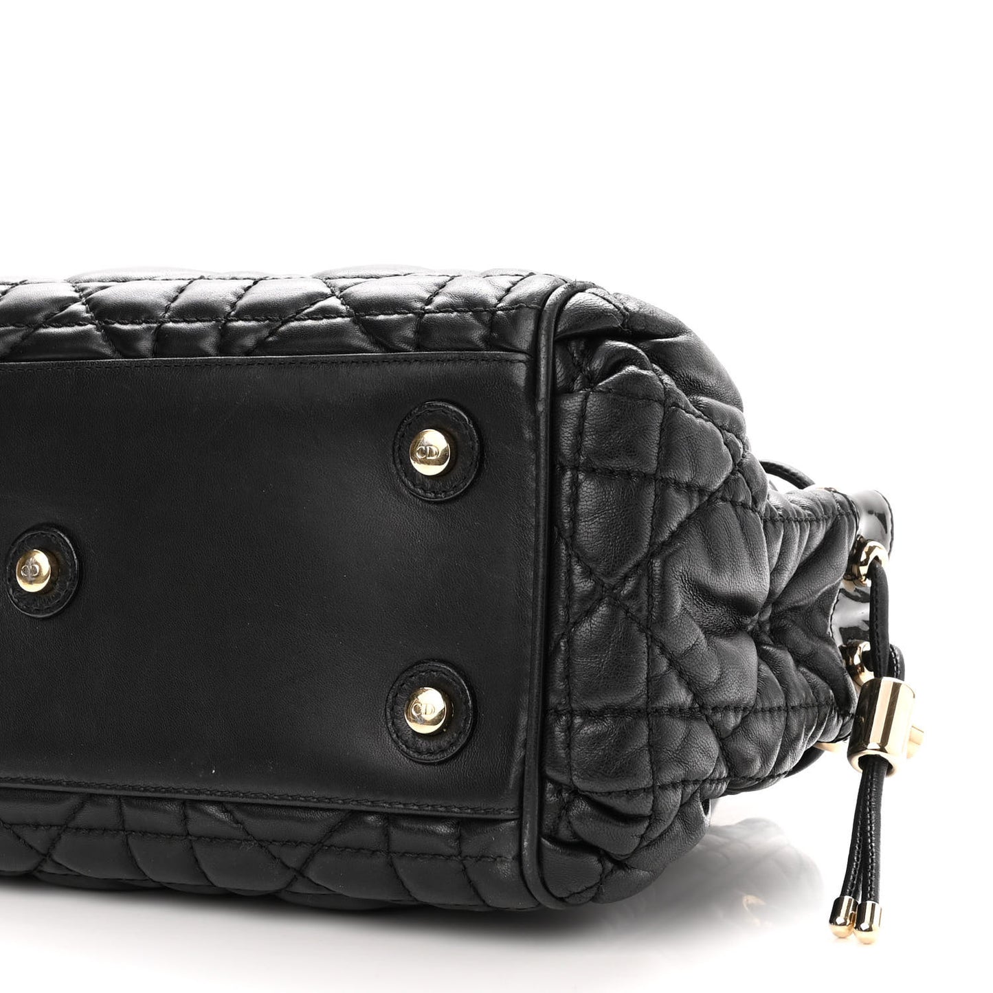 Lambskin Cannage 2 Dior Zip Top Satchel Black