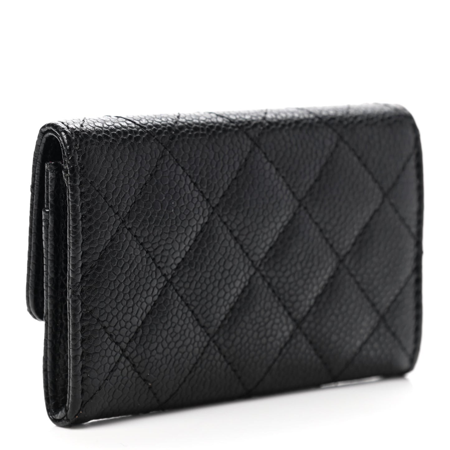 Caviar Quilted Flap Card Holder Black