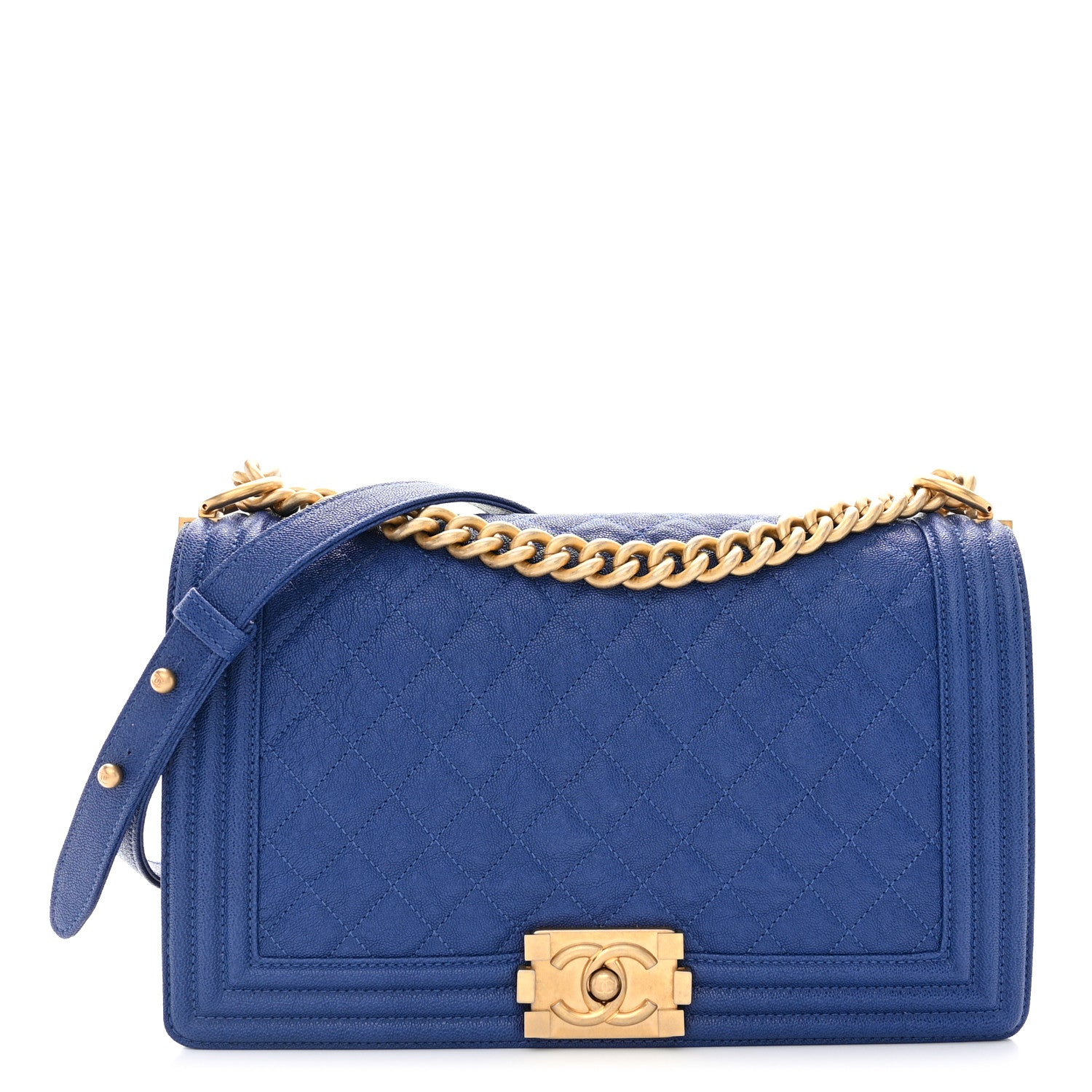 Chanel Caviar Quilted New Medium Boy Flap Dark Navy Blue 1 of 11