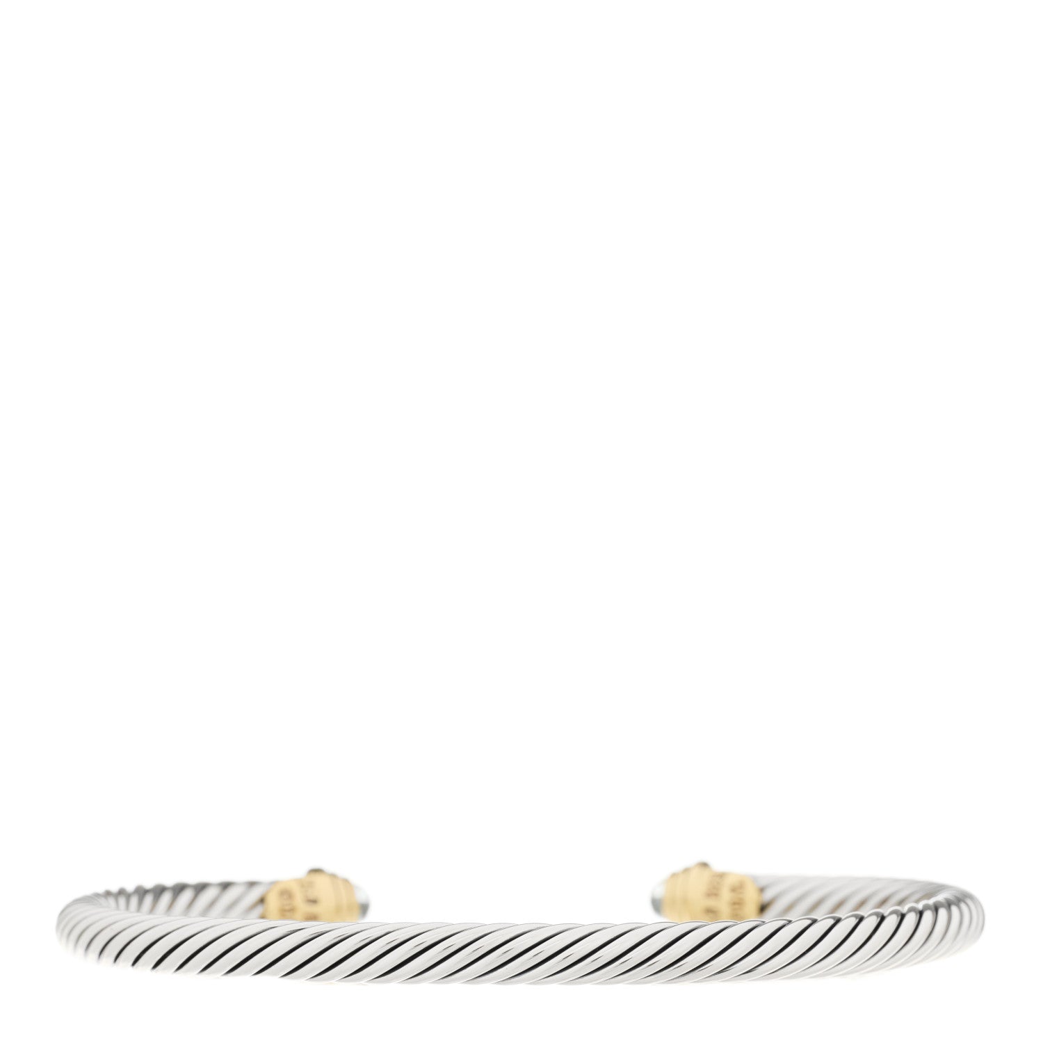 David Yurman Sterling Silver 18K Yellow Gold Aquamarine 4mm Kids Cable Bracelet 2 of 3