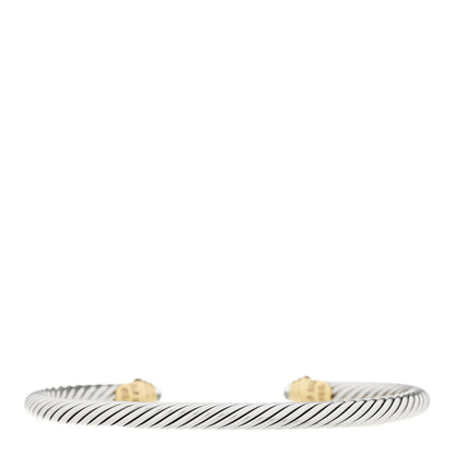 David Yurman Sterling Silver 18K Yellow Gold Aquamarine 4mm Kids Cable Bracelet 2 of 3