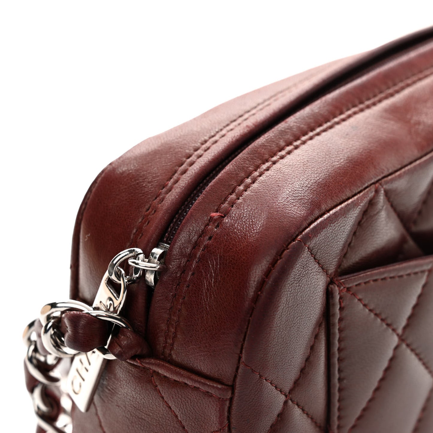 Lambskin Quilted Timeless Camera Case Burgundy Burgundy
