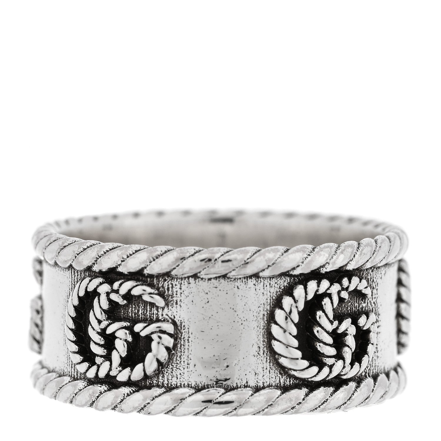 Gucci Sterling Silver Torchon GG Marmont Ring 54 7 3 of 6