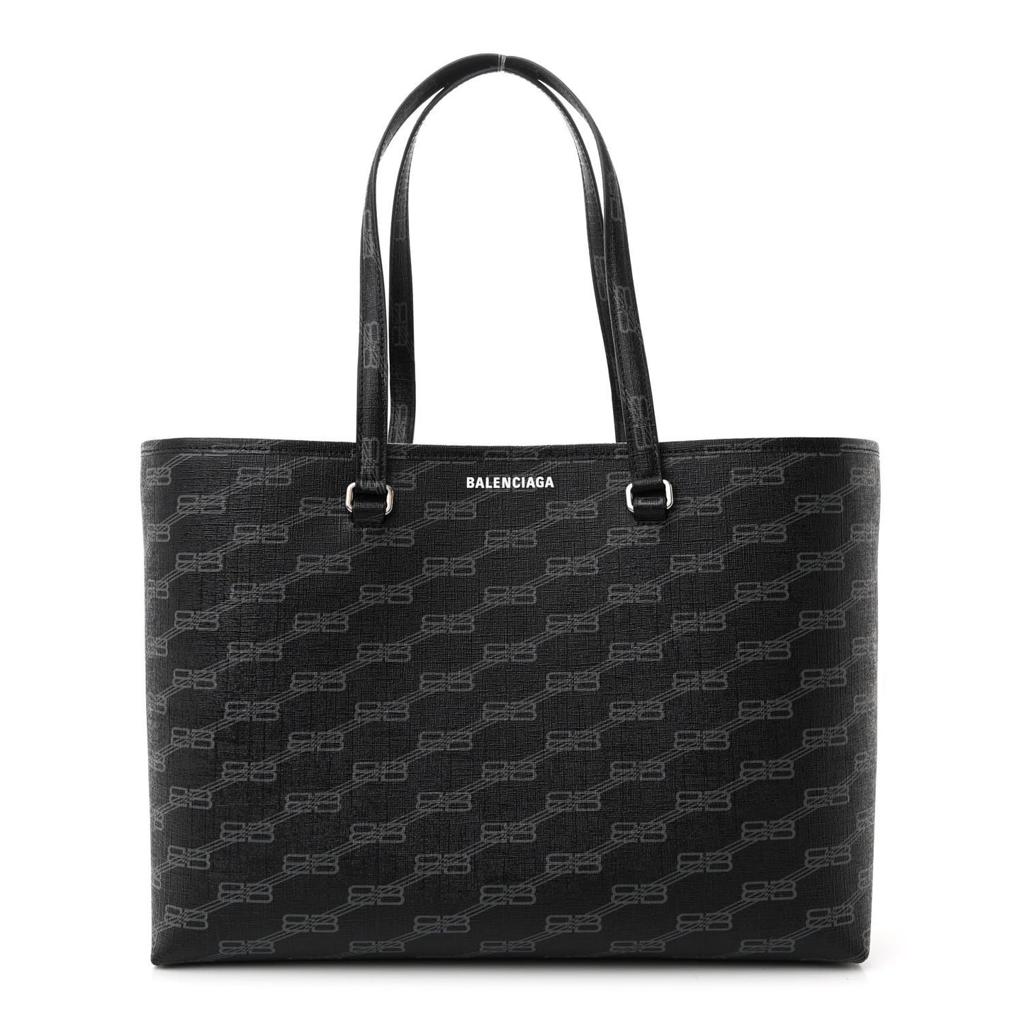 Coated Canvas BB Monogram Medium Signature East West Shopper Bag Black Grey