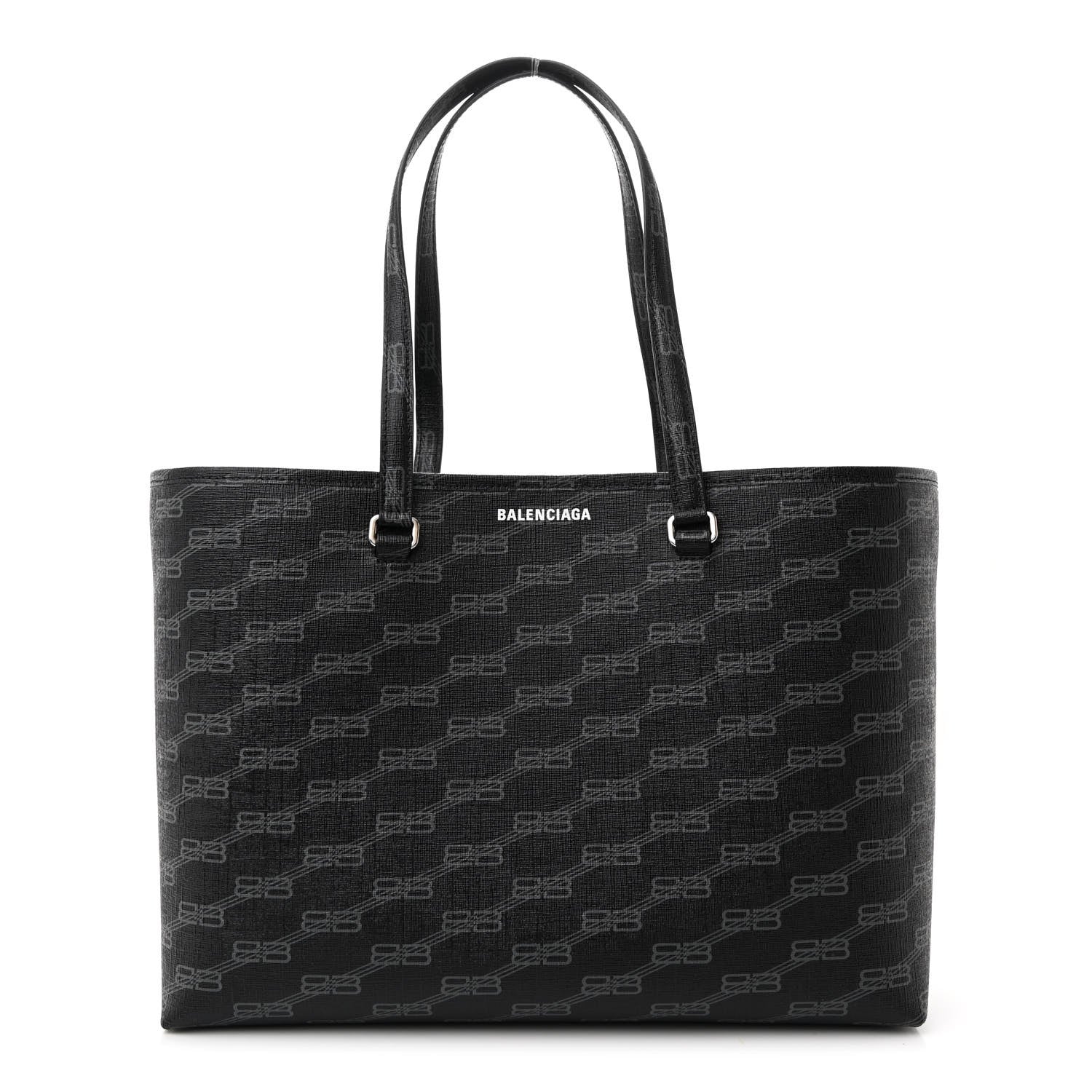 Balenciaga Coated Canvas BB Monogram Medium Signature East West Shopper Bag Black Grey 1 of 11