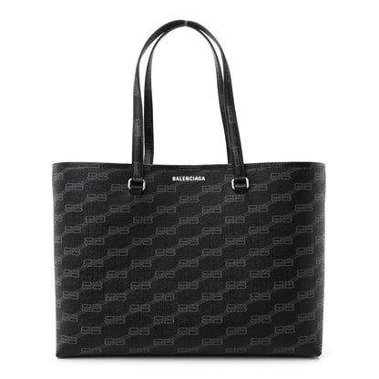 Balenciaga Coated Canvas BB Monogram Medium Signature East West Shopper Bag Black Grey 1 of 11