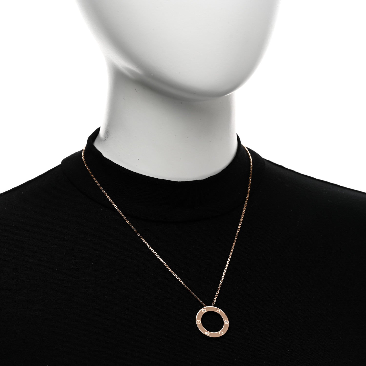 Cartier 18K Pink Gold 3 Diamonds LOVE Pendant Necklace 2 of 5