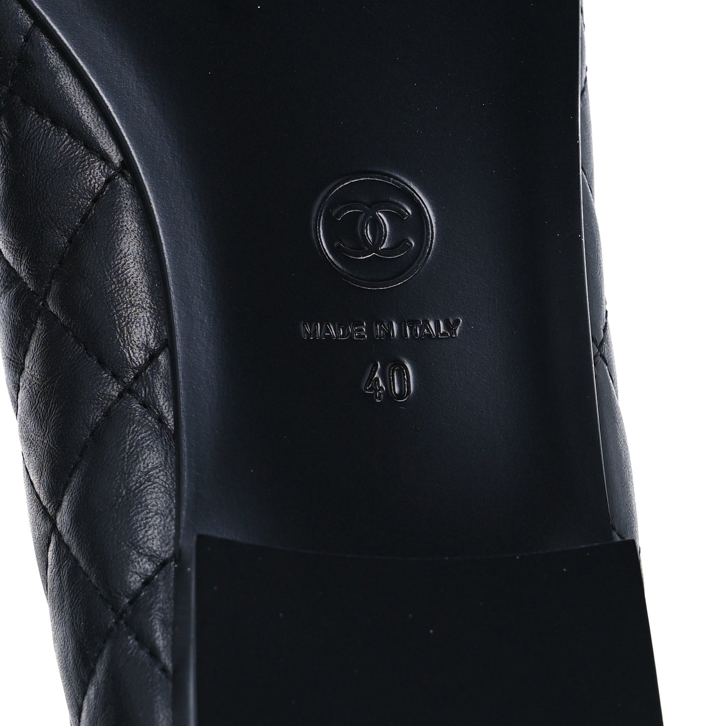 Aged Calfskin Quilted CC Cap Toe Ballerina Flats 40 Black