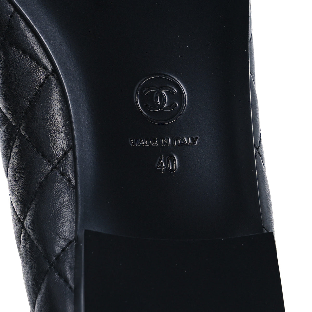 Chanel Aged Calfskin Quilted CC Cap Toe Ballerina Flats 40 Black 8 of 10