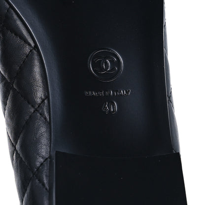 Chanel Aged Calfskin Quilted CC Cap Toe Ballerina Flats 40 Black 8 of 10