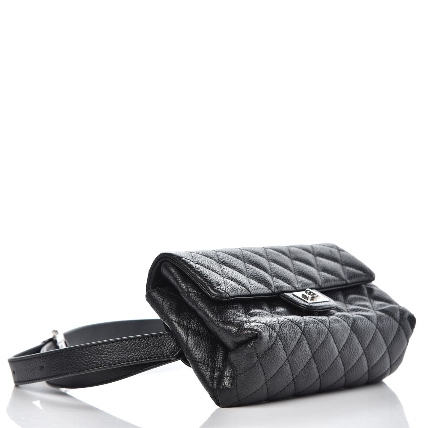 Grained Calfskin Quilted 2.55 Reissue Flap Belt Bag Clutch Black
