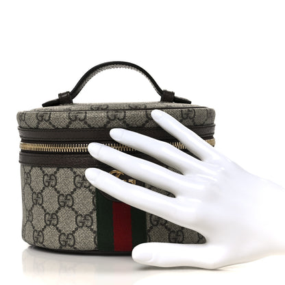 Gucci GG Supreme Monogram Textured Calfskin Web Ophidia Vanity Cosmetic Case Beige Ebony New Acero 2 of 11