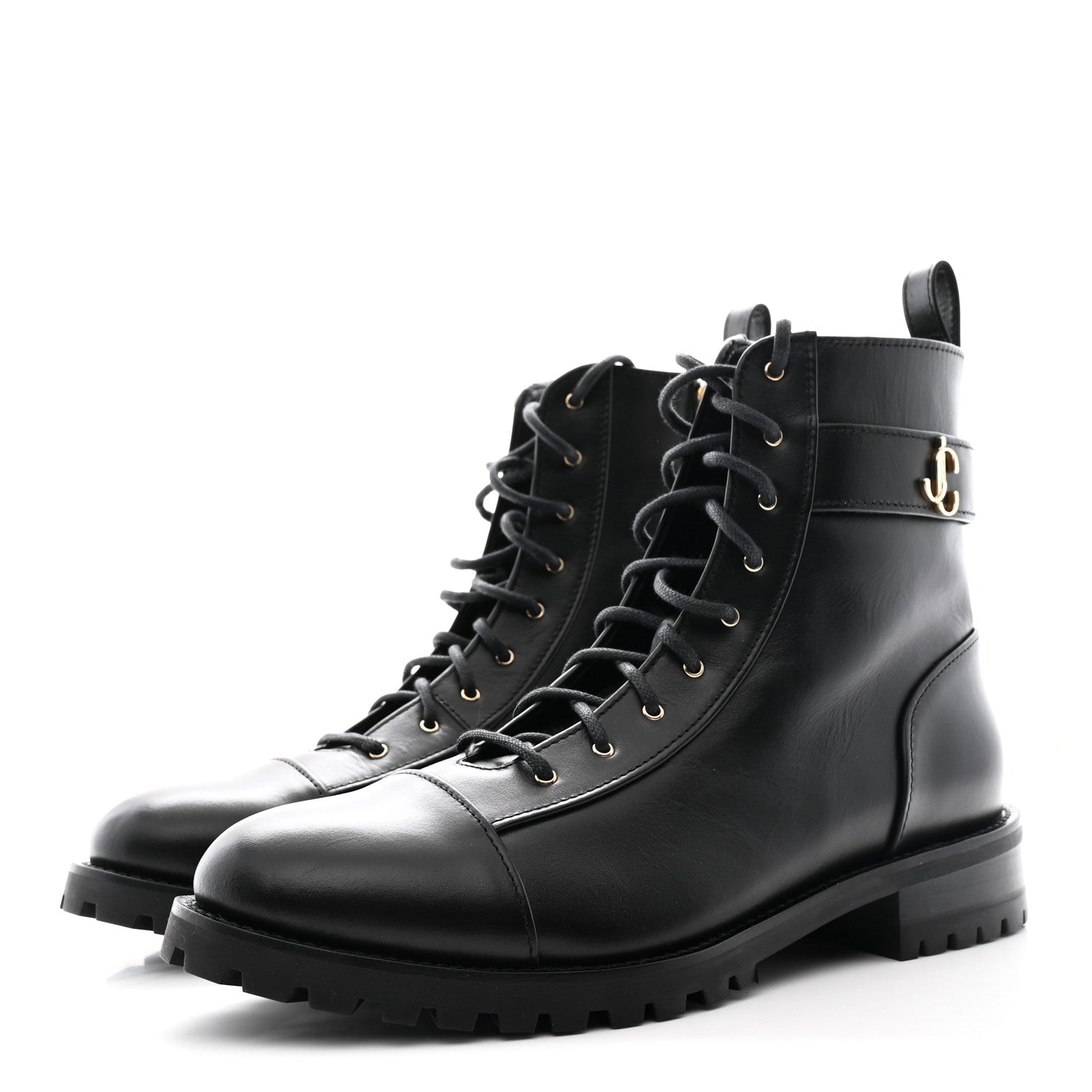 Jimmy Choo Shiny Calfskin Cayo Combat Boots 41 Black 4 of 8