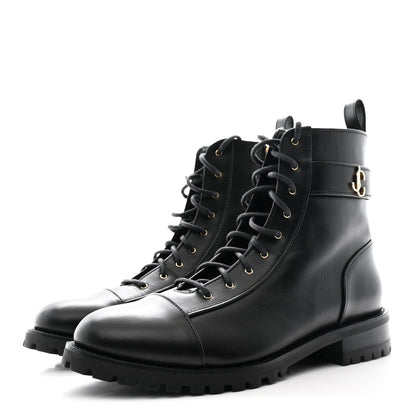 Jimmy Choo Shiny Calfskin Cayo Combat Boots 41 Black 4 of 8