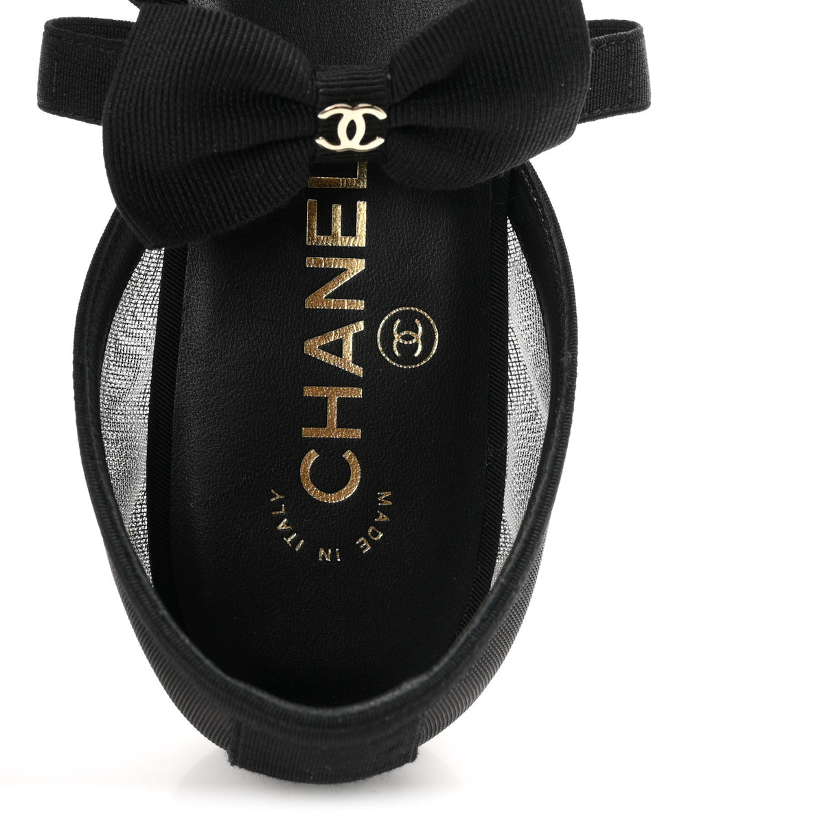 Chanel Mesh Grosgrain Mary Janes Flats 37 Black 8 of 10
