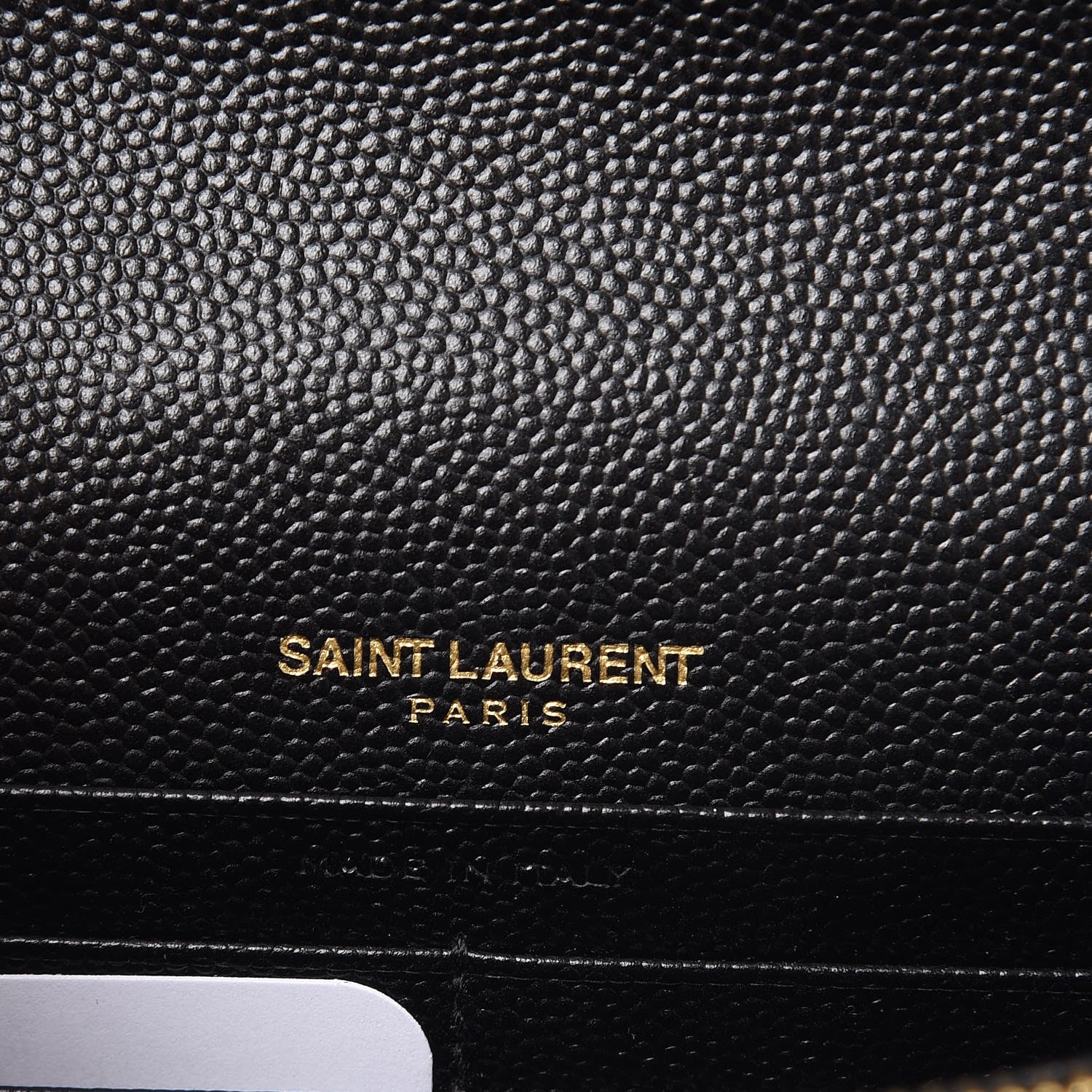 Saint Laurent Grain De Poudre Matelasse Chevron Monogram Envelope Chain Wallet Black 6 of 8