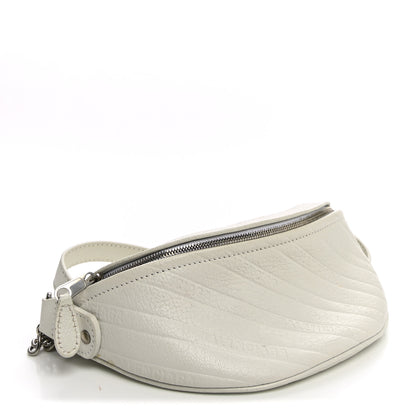 Balenciaga Shiny Goatskin Allover Logo Embossed XXS Souvenir Belt Bag White 3 of 9