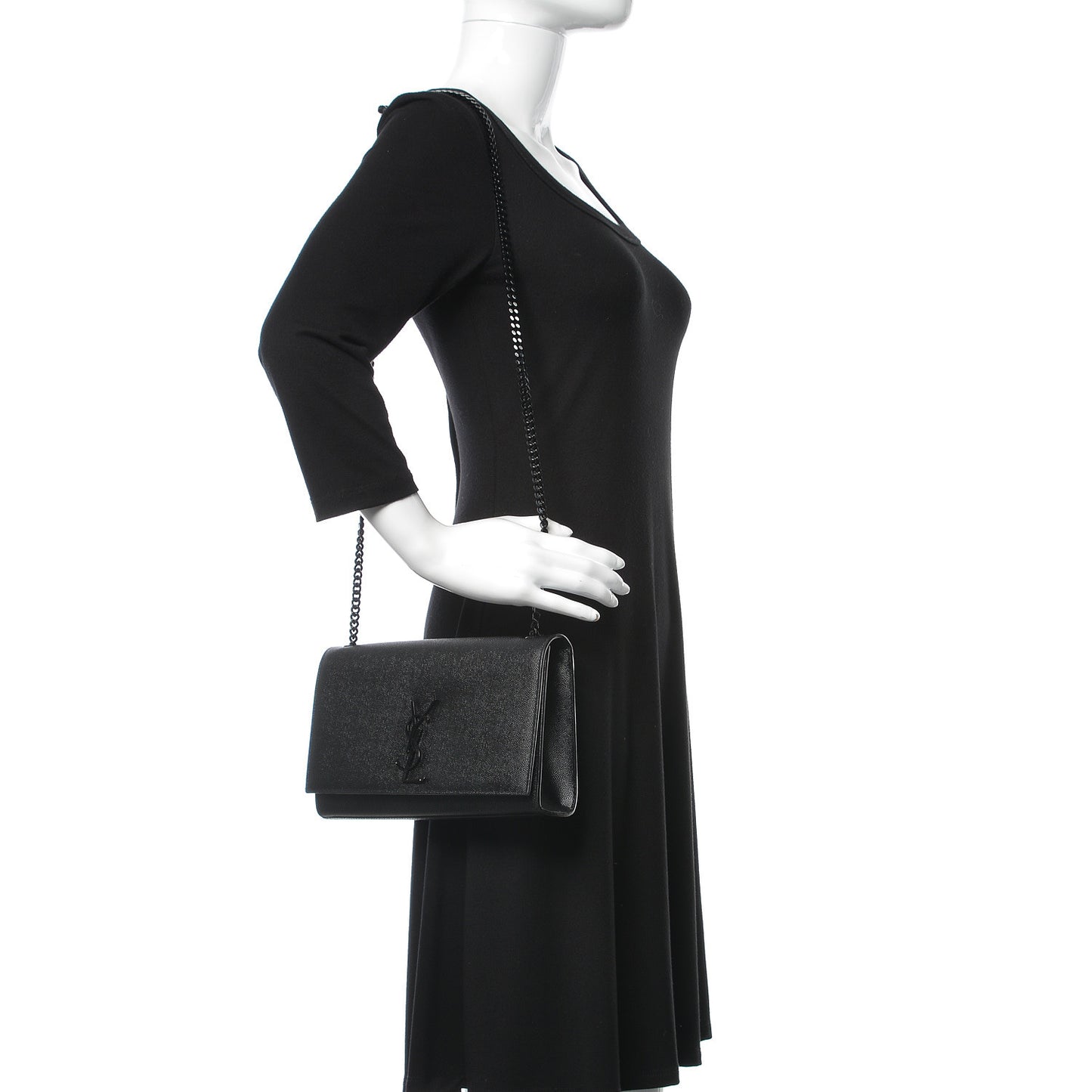 Grain De Poudre Medium Classic Monogram Kate Satchel Black
