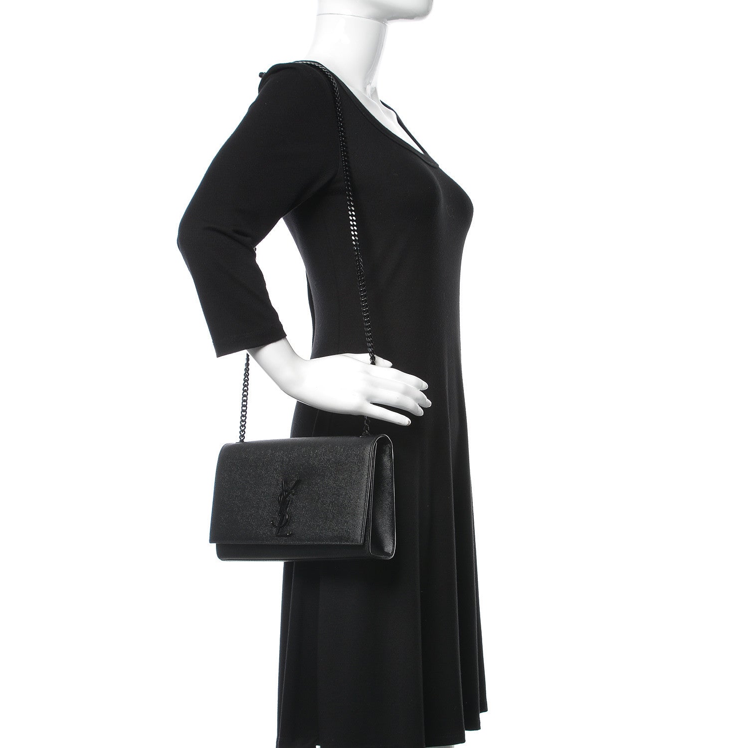 Saint Laurent Grain De Poudre Medium Classic Monogram Kate Satchel Black 2 of 11