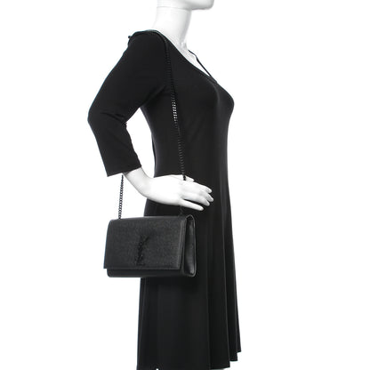 Saint Laurent Grain De Poudre Medium Classic Monogram Kate Satchel Black 2 of 11