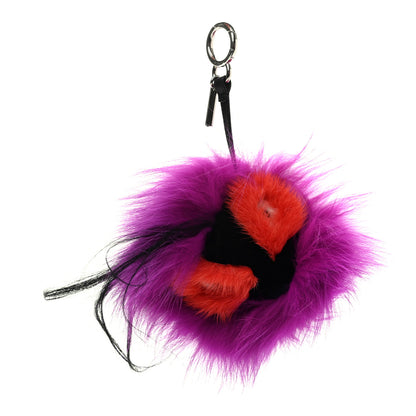 Fendi Fox Mink Goat Fur Oret Monster Bag Bug Charm Orchid Black 1 of 4