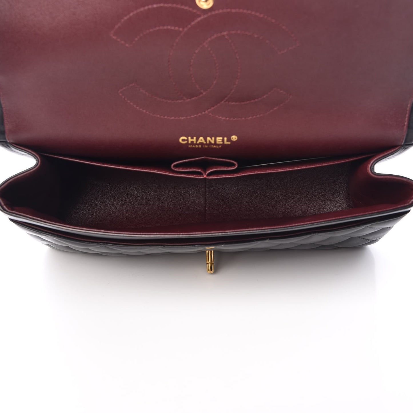 Lambskin Quilted Jumbo Double Flap Black
