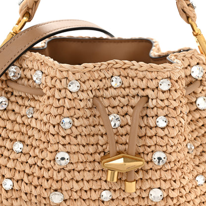 Jimmy Choo Raffia Woven Crystal Small Cinch Bag Natural 7 of 11