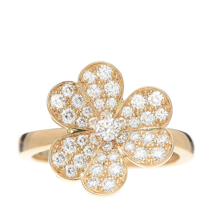 Van Cleef & Arpels 18K Yellow Gold Diamond Small Frivole Pave Ring 55 7.25 1 of 5