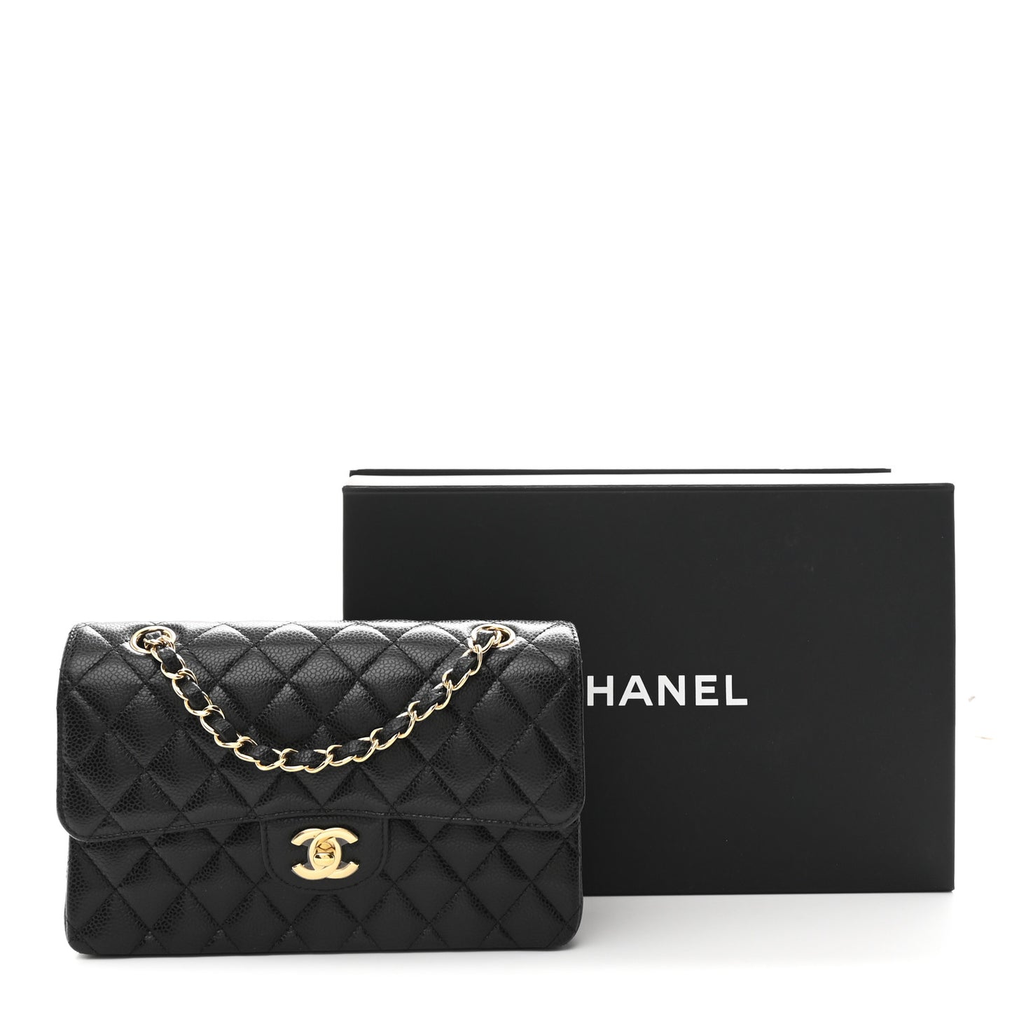 Caviar Quilted Small Double Flap Black