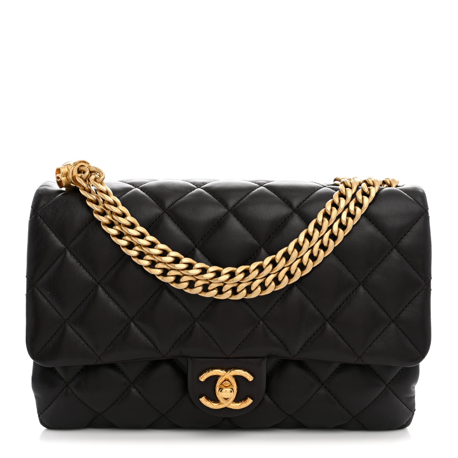 Chanel Lambskin Quilted Medium Pillow Crush Flap Bag Dark Brown 1 of 10