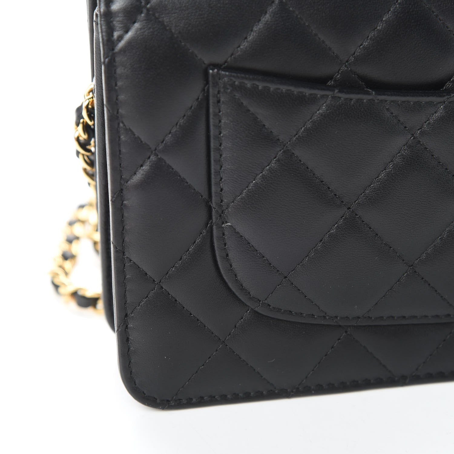 Chanel Lambskin Quilted Wallet On Chain WOC Black 15 of 16