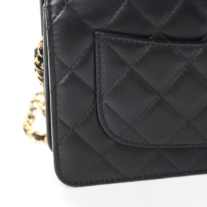 Chanel Lambskin Quilted Wallet On Chain WOC Black 15 of 16