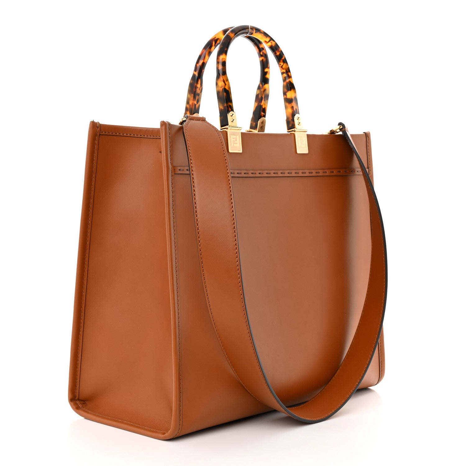 Fendi Vitello King Plexiglass Medium Fendi Sunshine Shopper Tote Cuoio 3 of 10