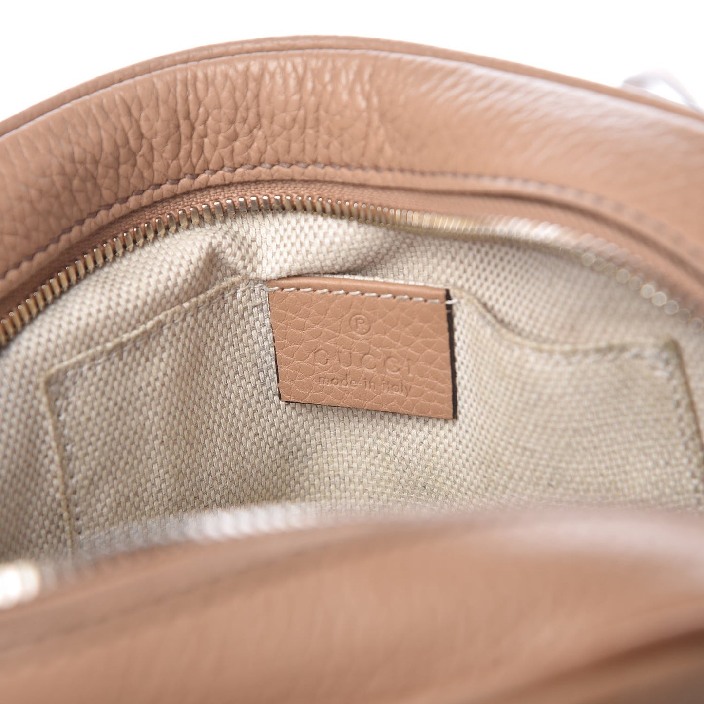 Pebbled Calfskin Small Soho Disco Bag Camelia