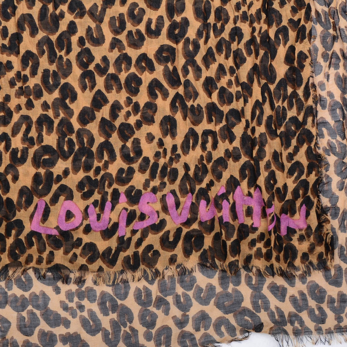 Cashmere Silk Leopard Stole Brown