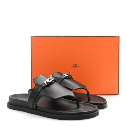 Hermes Calfskin Womens Empire Sandals 40 Black 10 of 10