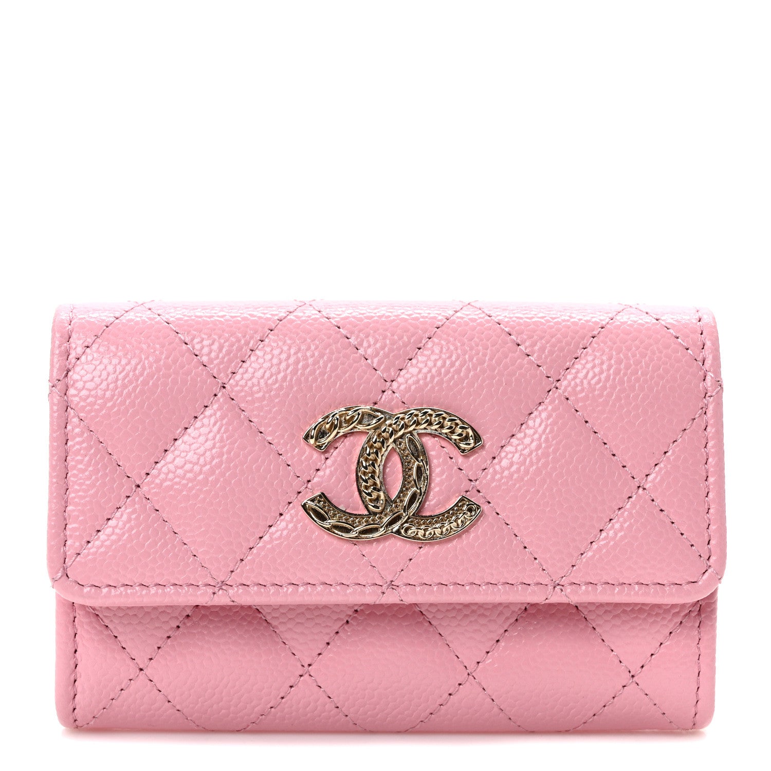 Chanel Caviar Quilted Multi Chain CC Flap Card Holder Pink 1 of 8