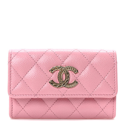 Chanel Caviar Quilted Multi Chain CC Flap Card Holder Pink 1 of 8