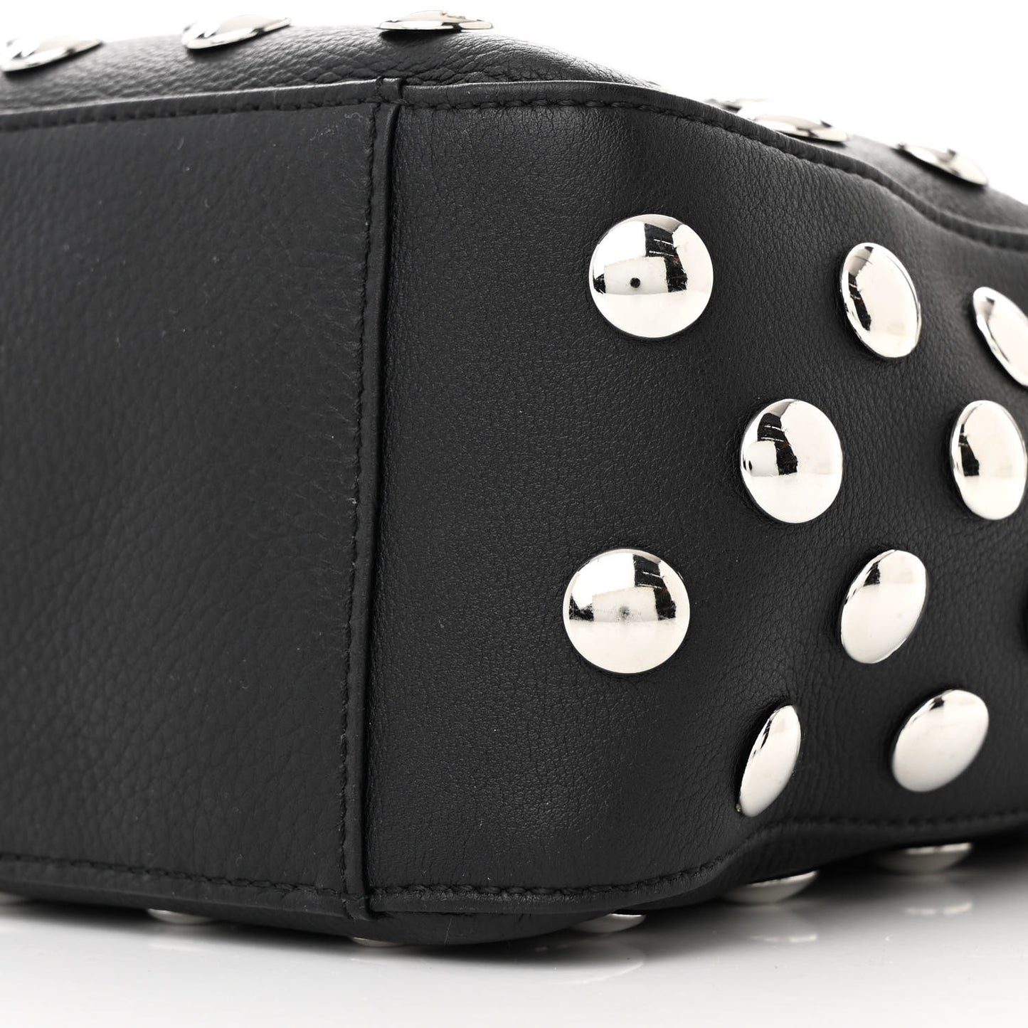 Pebbled Sport Calfskin Studded Elena Black