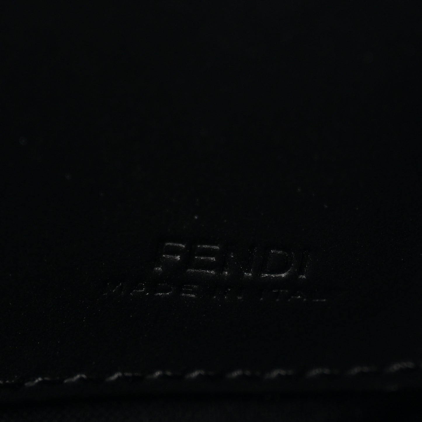 Glazed Fabric Vitello Century FF 1974 Stamp Patch Small FFreedom Flat Pouch Mogano Panna Black