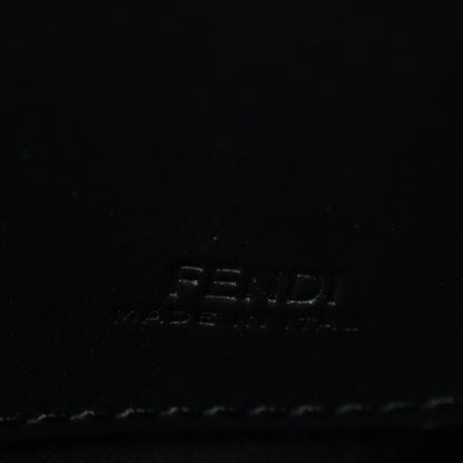 Fendi Glazed Fabric Vitello Century FF 1974 Stamp Patch Small FFreedom Flat Pouch Mogano Panna Black 6 of 8