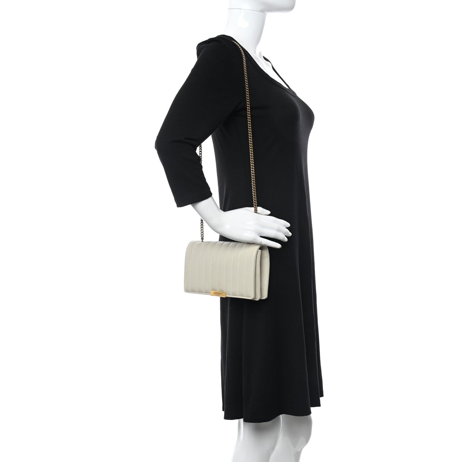 Saint Laurent Lambskin Matelasse Amalia Chain Shoulder Bag Creama Soft 2 of 9
