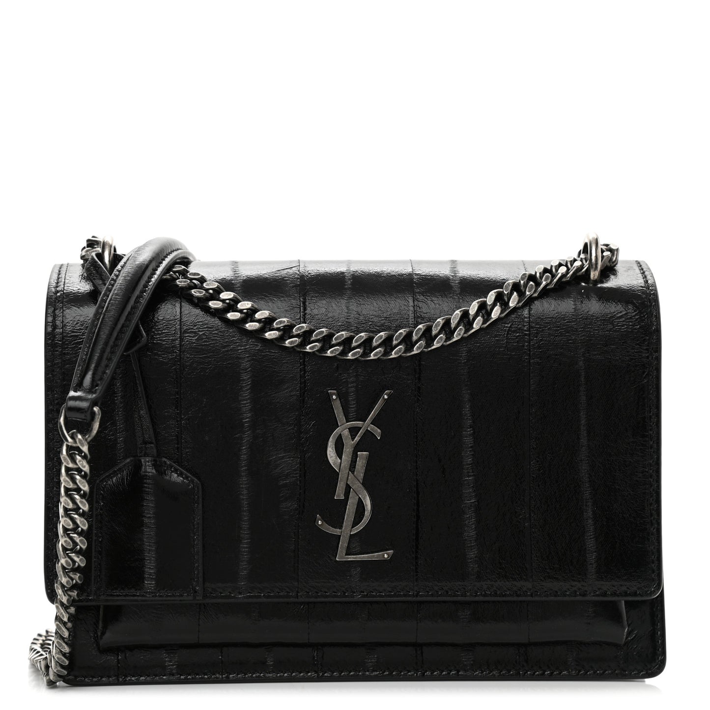 Glossy Eelskin Medium Monogram Sunset Black
