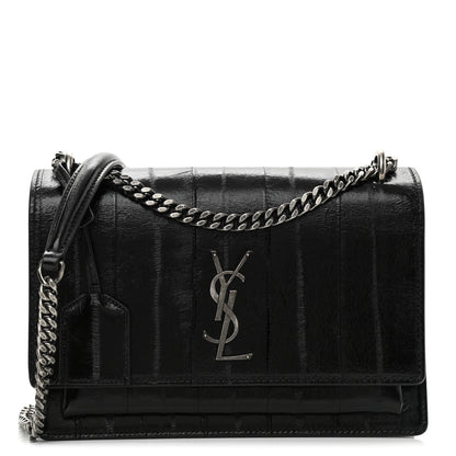 Saint Laurent Glossy Eelskin Medium Monogram Sunset Black 1 of 10