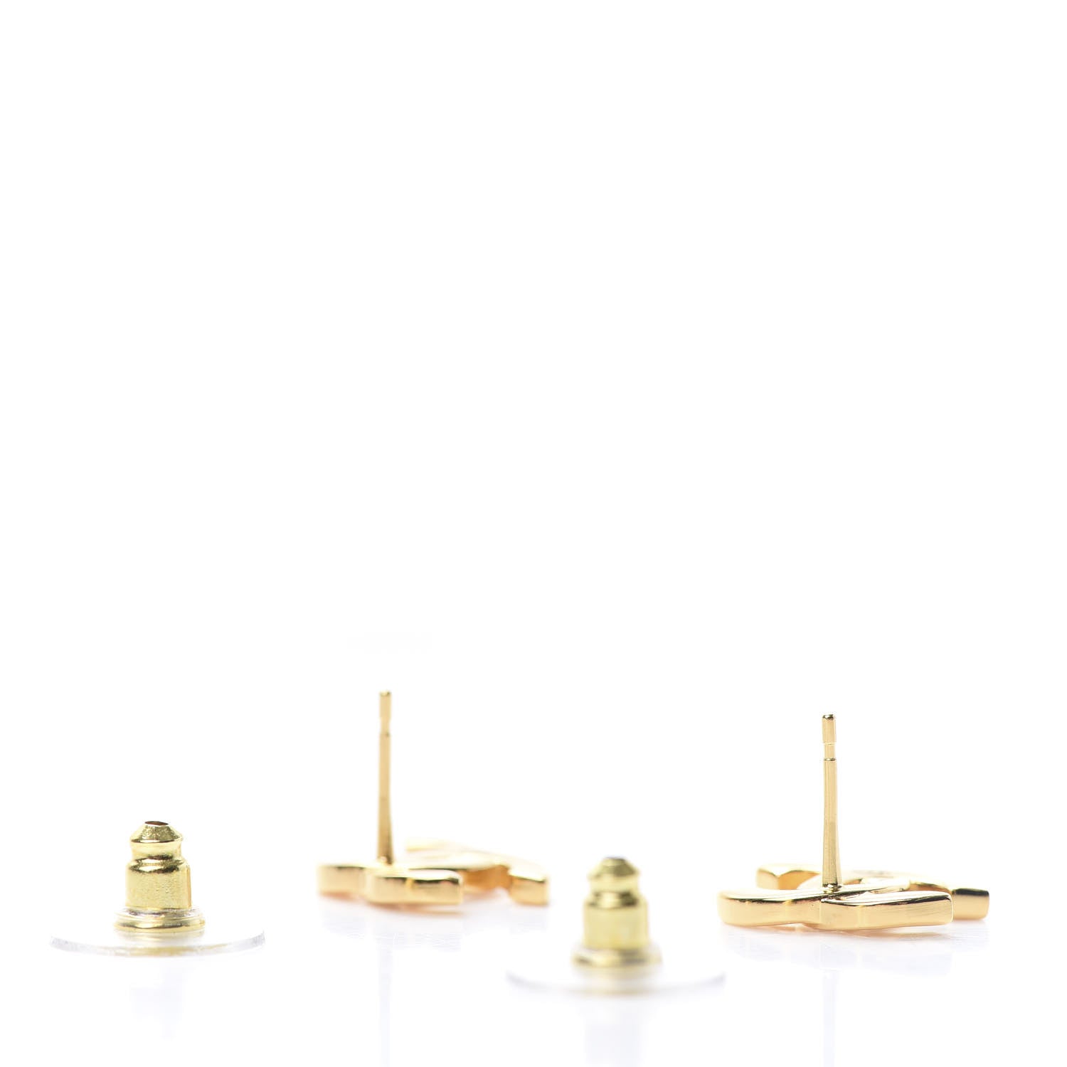Chanel Metal CC Paris Button Stud Earrings Gold 3 of 5