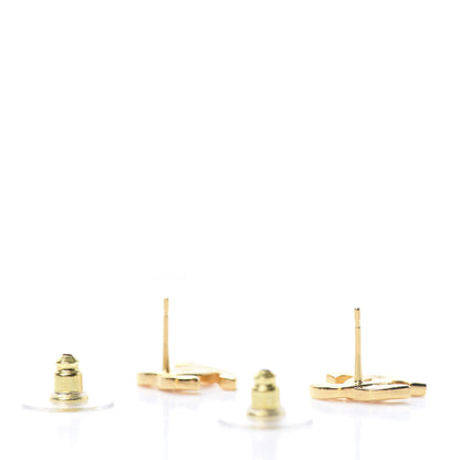 Chanel Metal CC Paris Button Stud Earrings Gold 3 of 5