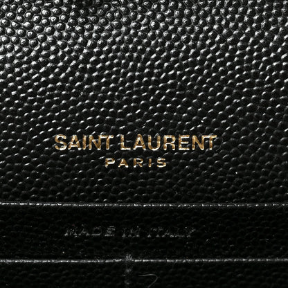 Saint Laurent Grain De Poudre Matelasse Chevron Monogram Chain Wallet Black 6 of 8