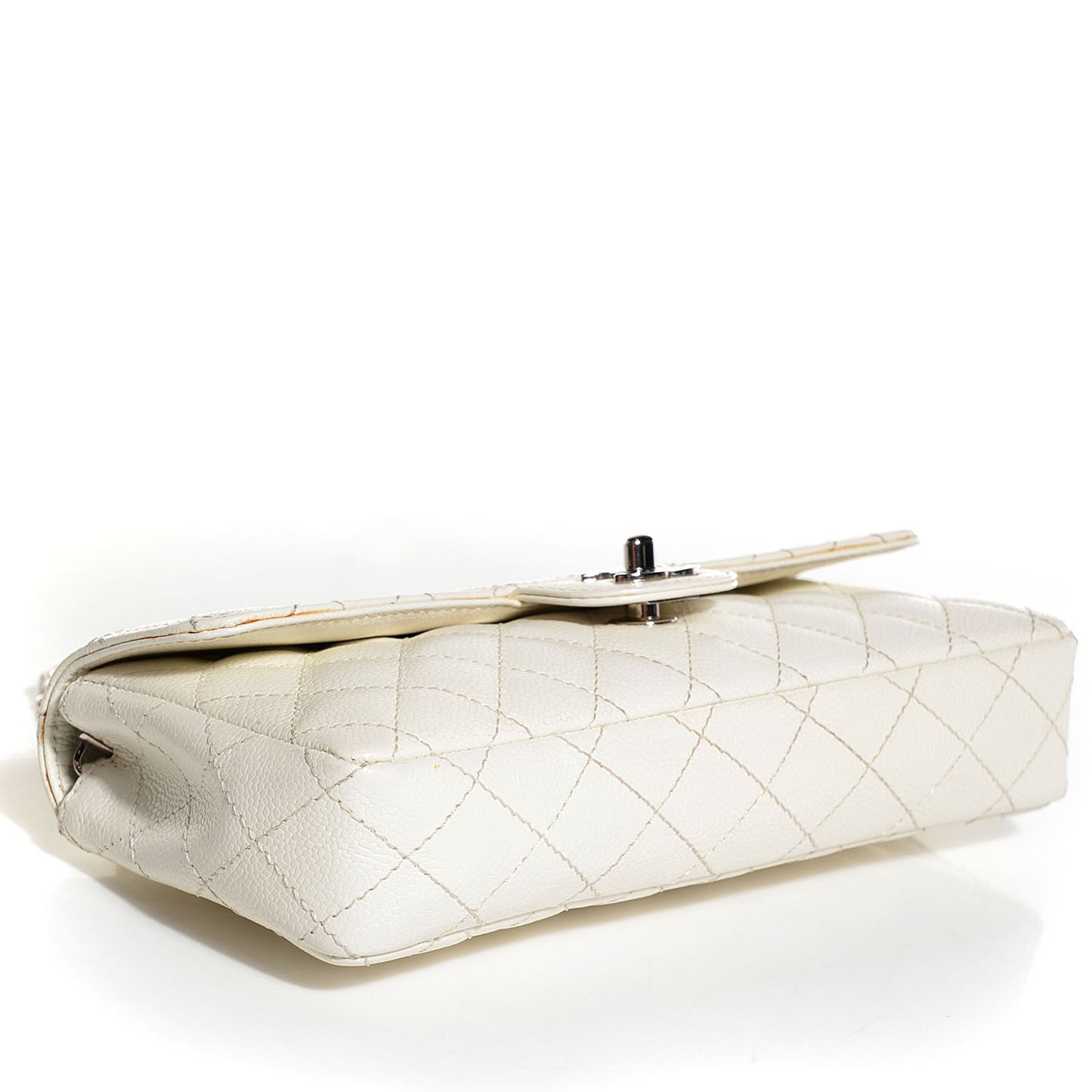 Caviar Quilted East West Flap White